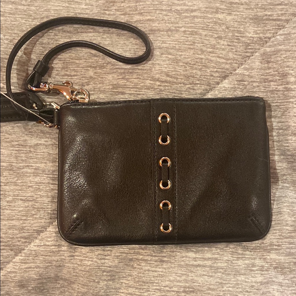 Black Leather Wristlet